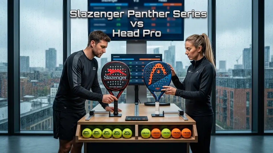 Slazenger Panther Series vs Head Pro: Which advanced racket dominates the UK courts? We break down power, control, and the "Barcelona vs China" build gap.