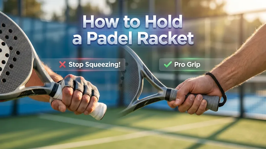 "Are you holding it wrong? Discover how to hold a padel racket using the 'Trigger Finger' hack and the perfect V-alignment to avoid tennis elbow and mishits."